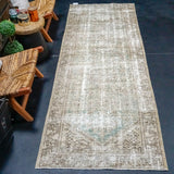 3’4 x 9’8 Classic Vintage Runner Muted Greige and Turquoise SB