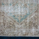 3’4 x 9’8 Classic Vintage Runner Muted Greige and Turquoise SB