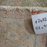6’2 x 9’2 Vintage Oushak Rug Muted Green, Blue & Red Carpet