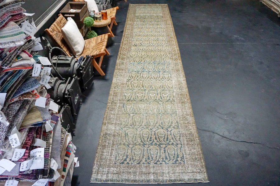 3’5 x 16’8 Classic Antique Runner Muted Gray, Turquoise & Olive SB