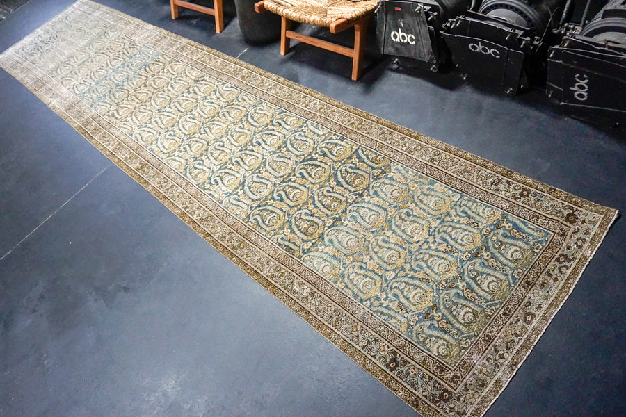 3’5 x 16’8 Classic Antique Runner Muted Gray, Turquoise & Olive SB