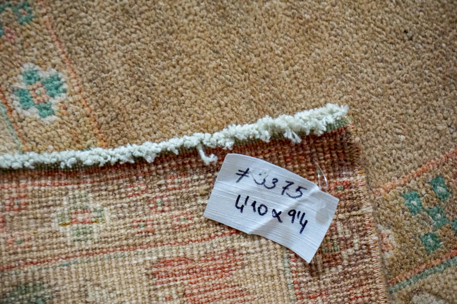 4’10 x 9’4 Turkish Oushak Rug Muted Copper, Green and Brown Vintage 70’s