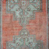 4’1 x 8’5 Turkish Oushak Rug Muted Copper, Green and Taupe Vintage 70’s