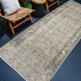 3’9 x 10’6 Classic Vintage Runner Muted Camel Beige & Brown SB '4484