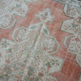 4’5 x 6’10 Turkish Oushak Rug Muted Copper, Green and Beige Vintage 70’s