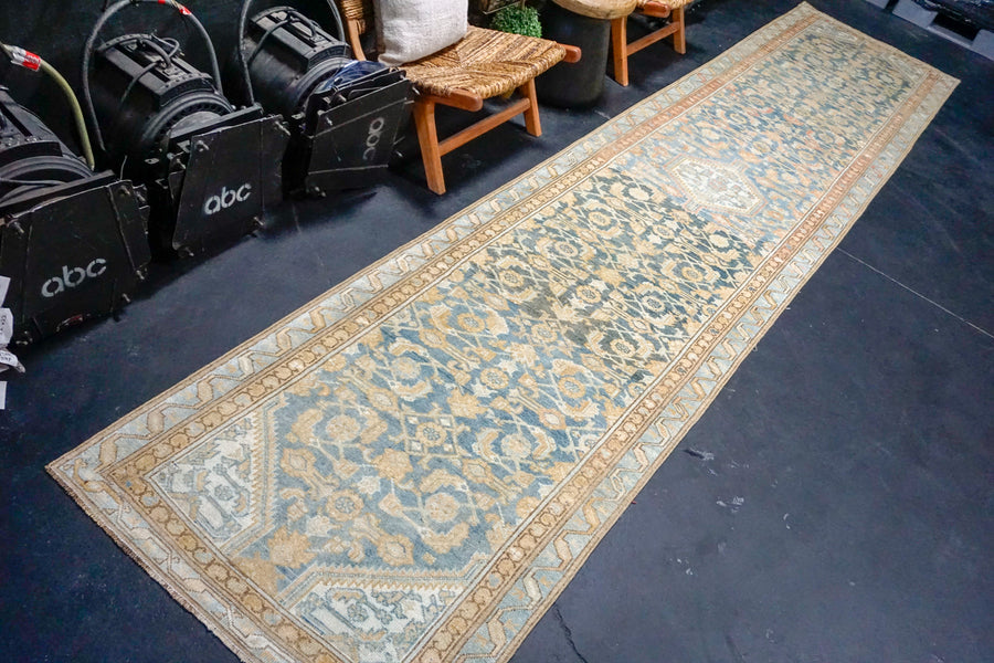 3’4 x 16’3 Classic Antique Runner Muted Denim + Apricot SB