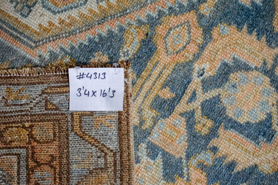3’4 x 16’3 Classic Antique Runner Muted Denim + Apricot SB
