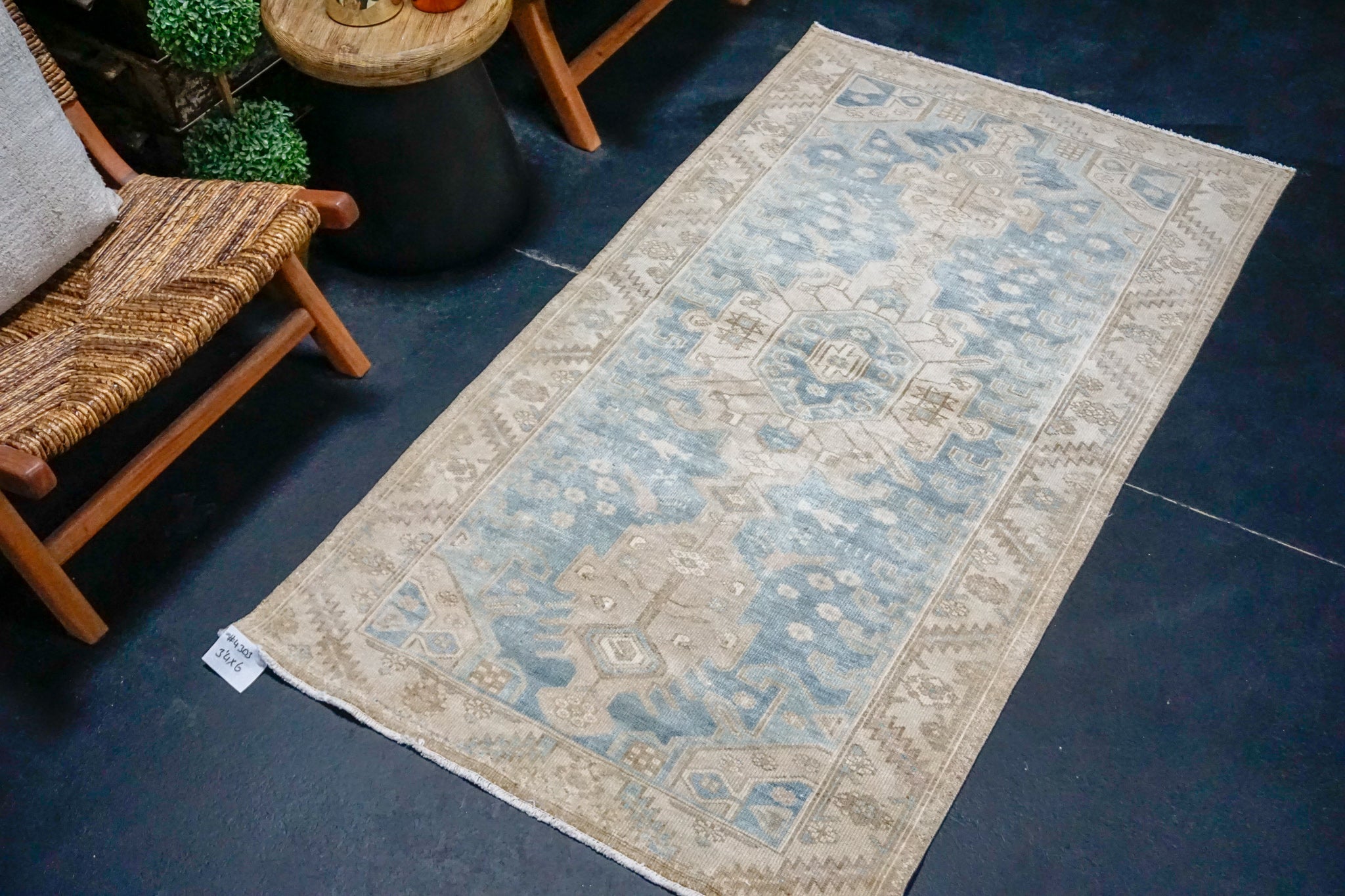 3’4 x 6’ Classic Vintage Rug Blue, Beige + Brown SB '4303 Linda's Barn