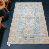 3’4 x 6’ Classic Vintage Rug Blue, Beige + Brown SB