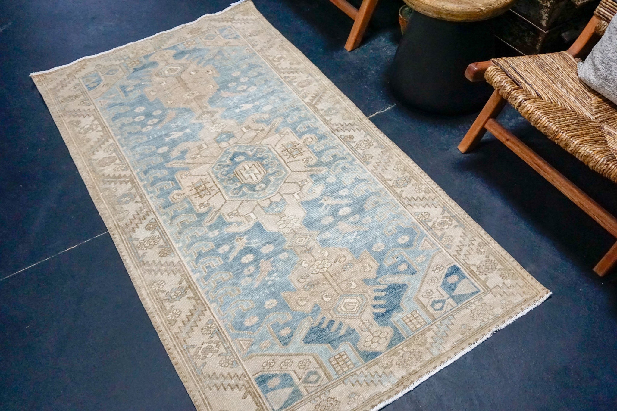 3’4 x 6’ Classic Vintage Rug Blue, Beige + Brown SB '4303 Linda's Barn