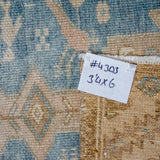 3’4 x 6’ Classic Vintage Rug Blue, Beige + Brown SB