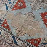 4’7 x 6’8 Vintage Turkish Oushak Carpet Muted Indigo, Sea and Gray 60’s