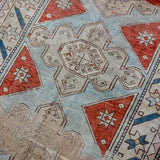 4’7 x 6’8 Vintage Turkish Oushak Carpet Muted Indigo, Sea and Gray 60’s