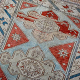 4’7 x 6’8 Vintage Turkish Oushak Carpet Muted Indigo, Sea and Gray 60’s