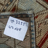 4’7 x 6’8 Vintage Turkish Oushak Carpet Muted Indigo, Sea and Gray 60’s