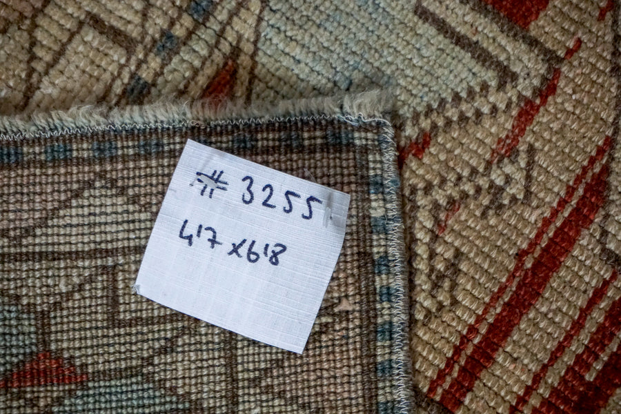 4’7 x 6’8 Vintage Turkish Oushak Carpet Muted Indigo, Sea and Gray 60’s