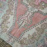 4’4 x 7’1 Vintage Turkish Oushak Carpet Muted Pinks, Gray + Jute '3223