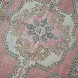 4’4 x 7’1 Vintage Turkish Oushak Carpet Muted Pinks, Gray + Jute '3223
