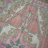 4’4 x 7’1 Vintage Turkish Oushak Carpet Muted Pinks, Gray + Jute '3223