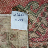4’4 x 7’1 Vintage Turkish Oushak Carpet Muted Pinks, Gray + Jute '3223