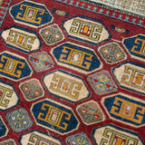 3’8 x 7’7 Vintage Turkish Oushak Carpet Muted Navy, Wine and Vanilla 60’s