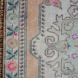 4’5 x 7’3 Vintage Turkish Oushak Carpet Muted Apricot, Green and Gray