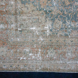 9’2 x 13’1 Classic Vintage Rug Muted  Gray & Turquoise + Apricot SB