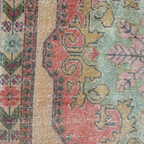 4’ x 7’2 Vintage Turkish Oushak Carpet, Pink + Turquoise Blue '3244