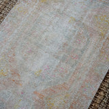 2’9 x 8’8 Vintage Turkish Oushak Carpet Muted Gray, Pink + Blue 60’s SB
