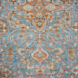 4’8 x 6’8 Classic Antique Carpet Muted Denim Blue, Burnt Orange + Cream SB