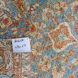 4’8 x 6’8 Classic Antique Carpet Muted Denim Blue, Burnt Orange + Cream SB