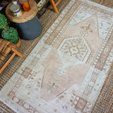 3’6 x 6’11 Vintage Turkish Oushak Carpet Muted Gray, Copper and Green '3409