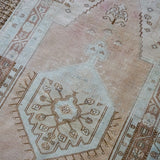 3’6 x 6’11 Vintage Turkish Oushak Carpet Muted Gray, Copper and Green '3409