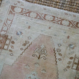 3’6 x 6’11 Vintage Turkish Oushak Carpet Muted Gray, Copper and Green '3409