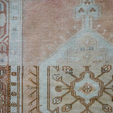 3’6 x 6’11 Vintage Turkish Oushak Carpet Muted Gray, Copper and Green '3409