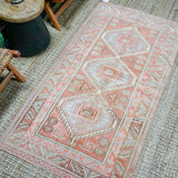 3’2 x 6’2 Vintage Turkish Milas Rug Muted Copper, Mauve + Beige SB ok '4327