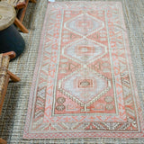 3’2 x 6’2 Vintage Turkish Milas Rug Muted Copper, Mauve + Beige SB ok '4327