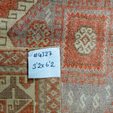 3’2 x 6’2 Vintage Turkish Milas Rug Muted Copper, Mauve + Beige SB ok '4327