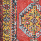 3’7 x 7’ Vintage Turkish Oushak Carpet Red, Navy Blue and Orange