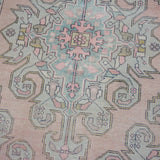 4’4 x 7’2 Vintage Oushak Rug Muted Pink + Baby Blue