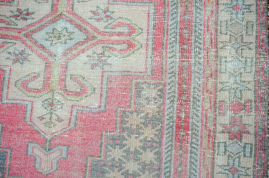 4’7 x 8’4 Vintage Oushak Rug Muted Coral, Gray & Beige