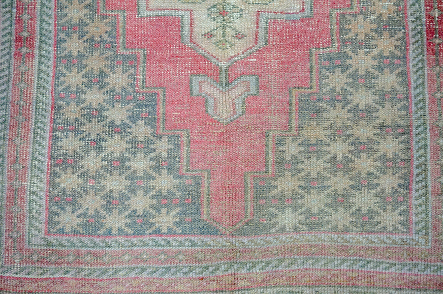 4’7 x 8’4 Vintage Oushak Rug Muted Coral, Gray & Beige