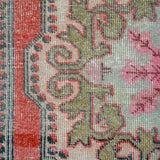 4’4 x 7’6 Vintage Turkish Oushak Carpet Pink, Olive and Blue '3222
