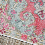 4’4 x 7’2 Vintage Oushak Rug Muted Pink + Powder Blue '4382 Linda's Barn