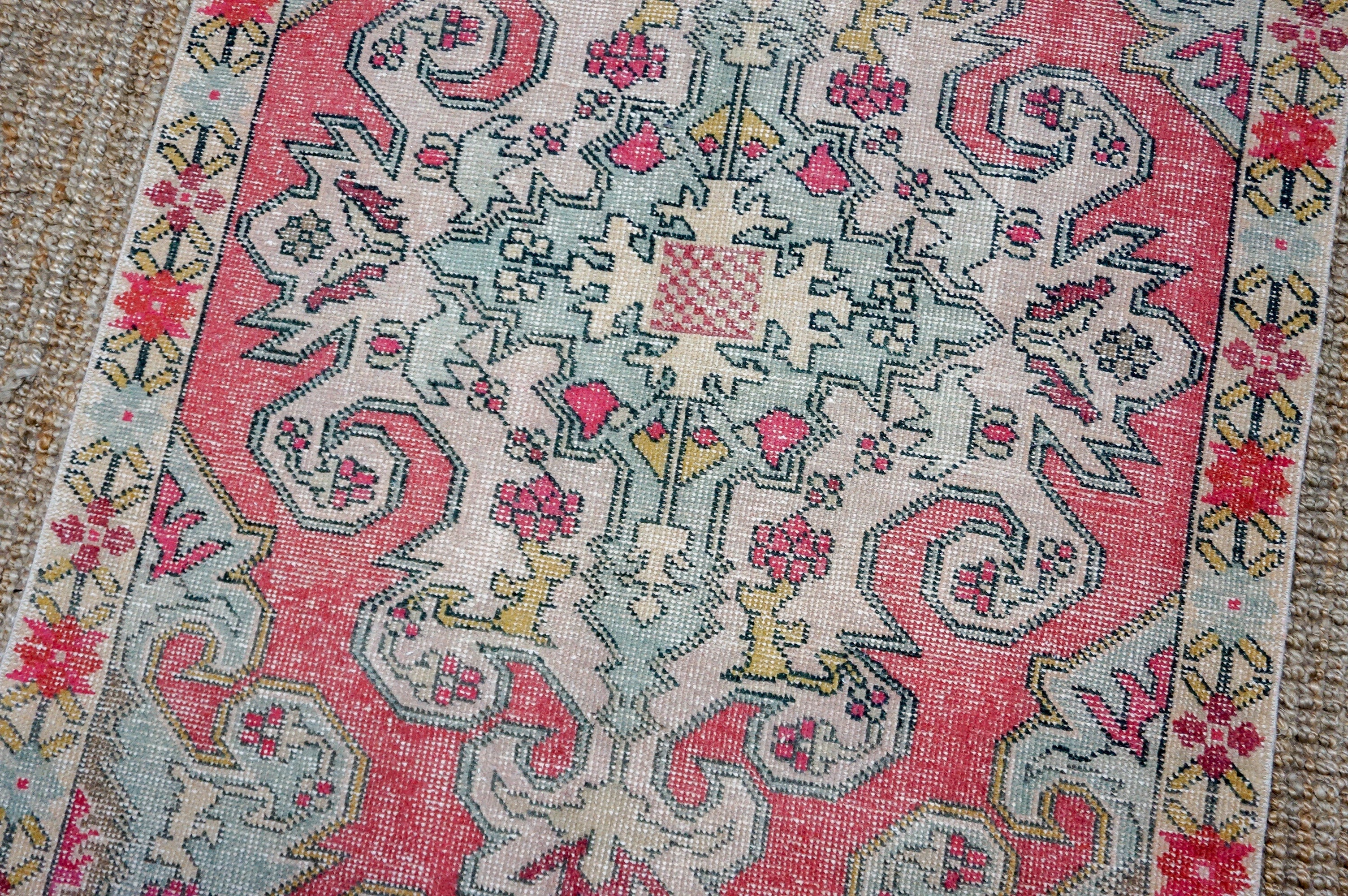 4’4 x 7’2 Vintage Oushak Rug Muted Pink + Powder Blue '4382 Linda's Barn