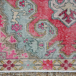 4’4 x 7’2 Vintage Oushak Rug Muted Pink + Powder Blue '4382 Linda's Barn