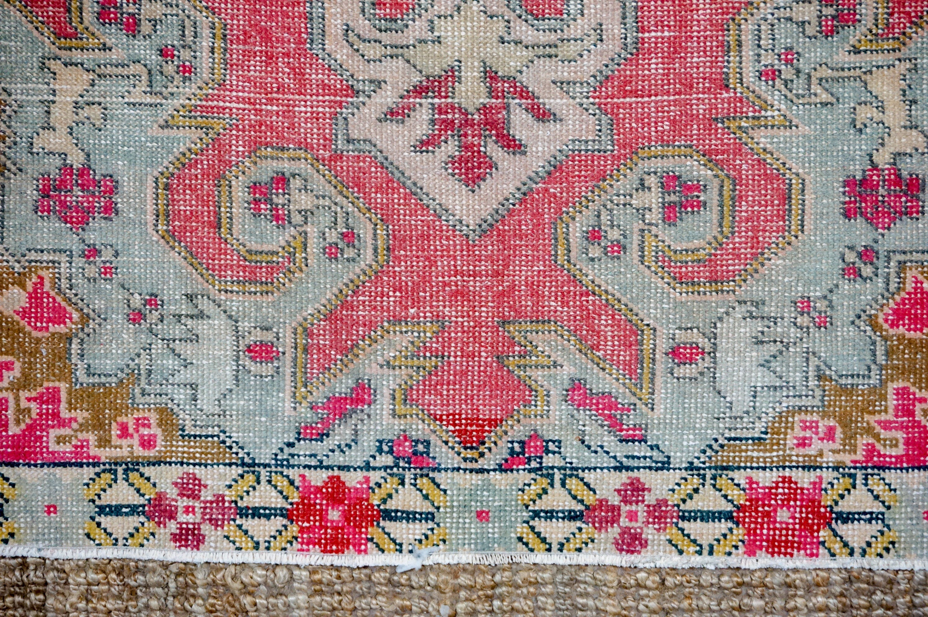 4’4 x 7’2 Vintage Oushak Rug Muted Pink + Powder Blue '4382 Linda's Barn