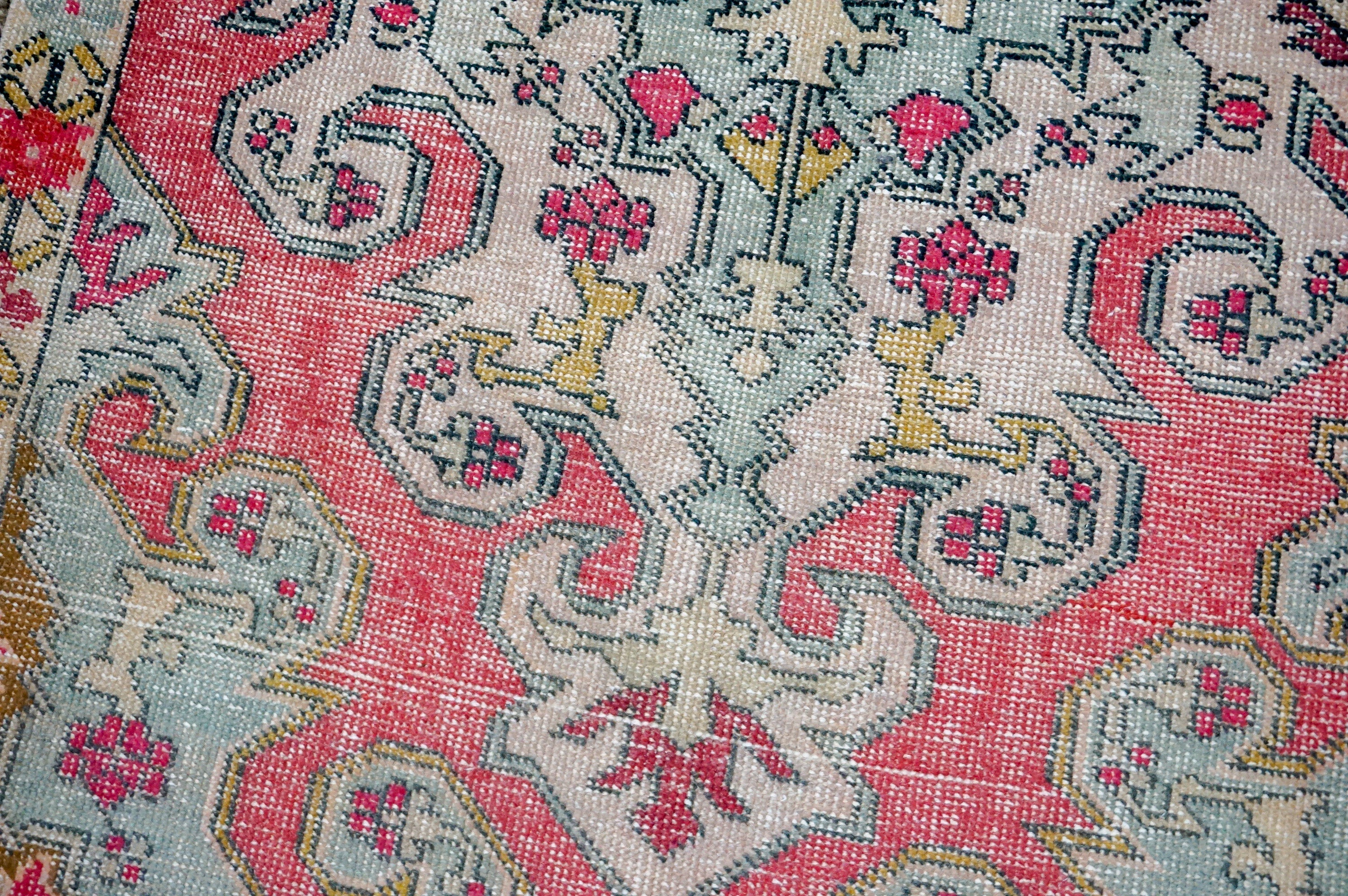4’4 x 7’2 Vintage Oushak Rug Muted Pink + Powder Blue '4382 Linda's Barn