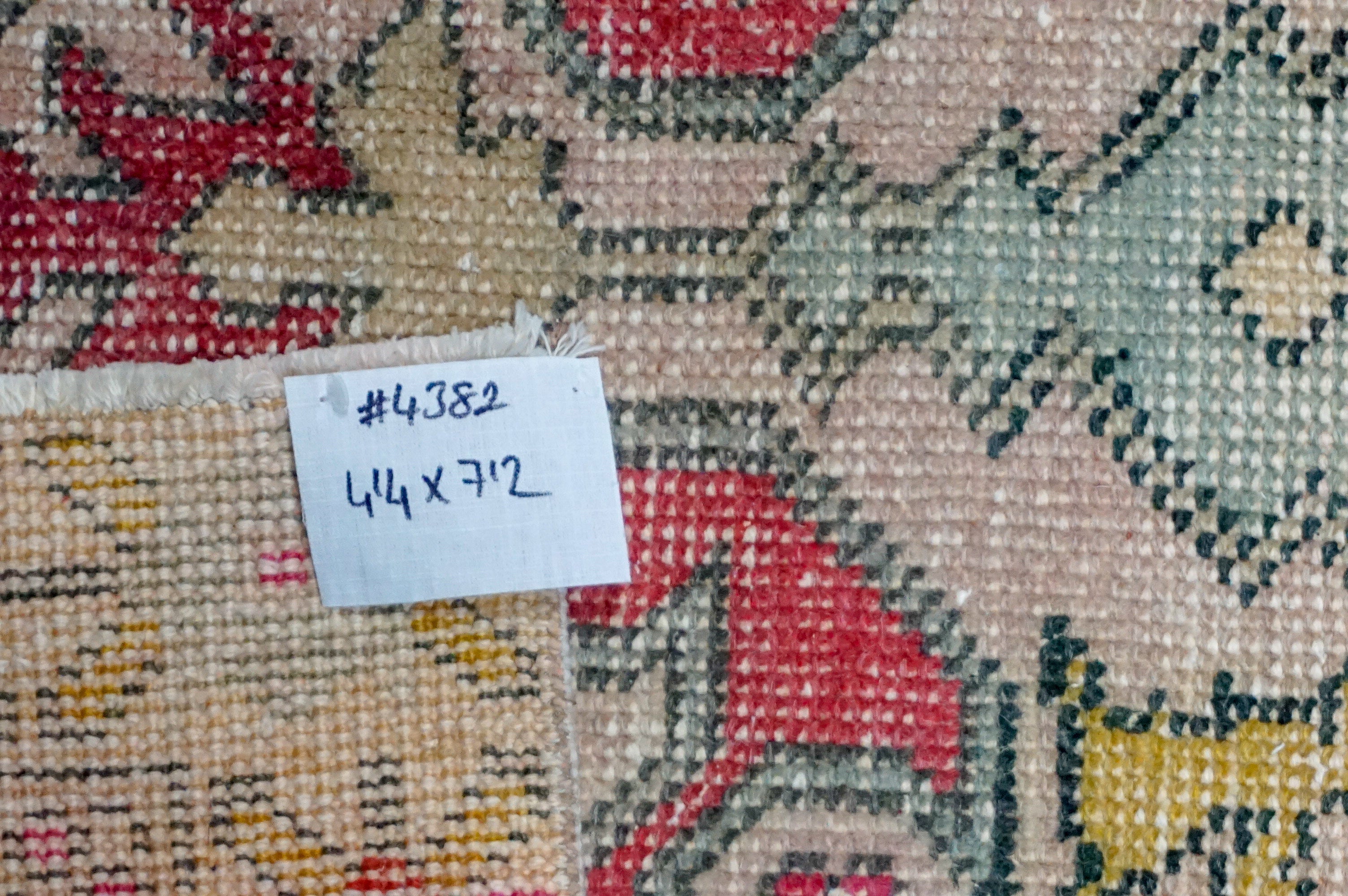 4’4 x 7’2 Vintage Oushak Rug Muted Pink + Powder Blue '4382 Linda's Barn