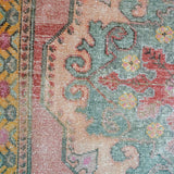 4’3 x 7’ Vintage Turkish Oushak Carpet Muted Apricot, Pink and Sage Green '3391